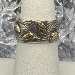 Sterling Sliver with Gold accents Band Ring By Prodesso